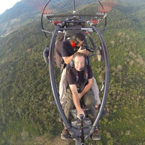 Camera crew on a microlite