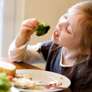 Girl eating heathy food