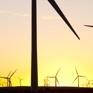 Dawn over Whitlee wind farm