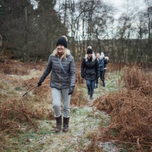 People walking in the countryside in winter
