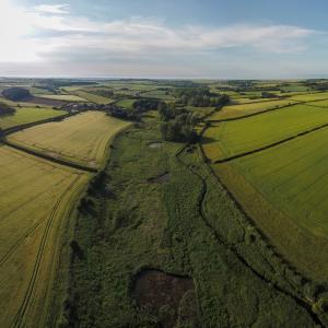 Drone panoramic photo of the  remeandering of the river system in Norfolk UK