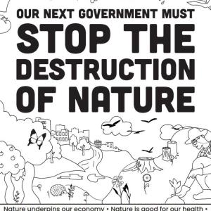 Stop the destruction of nature poster outline wwf logo