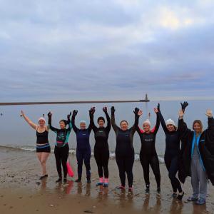 The North Sea Mermaids taking on WWF's Brave the Chill 