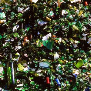 Glass at a recycling depot