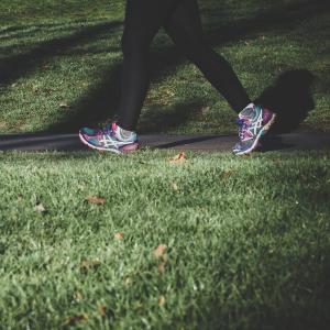 Woman running in a park