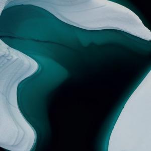 Aerial shot of icebergs
