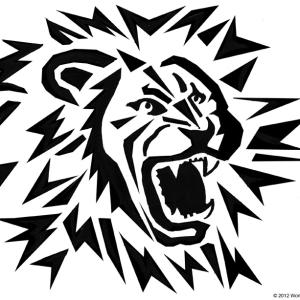 A black pumpkin stencil of a lion