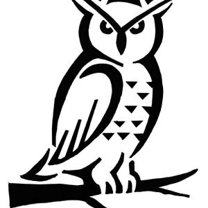 A black pumpkin stencil of an owl