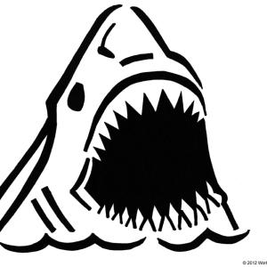 A black pumpkin stencil of a shark