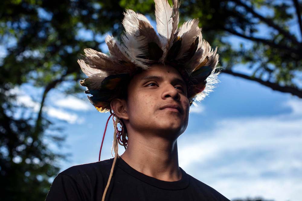 Bitaté Uru Eu Wau Wau, the president of the Uru Eu Wau Wau Idigenous People's Association, photographed at Aldeia Jamari, in the Uru Eu Wau Wau territory, Rondônia, Brazil.©Marizilda Cruppe